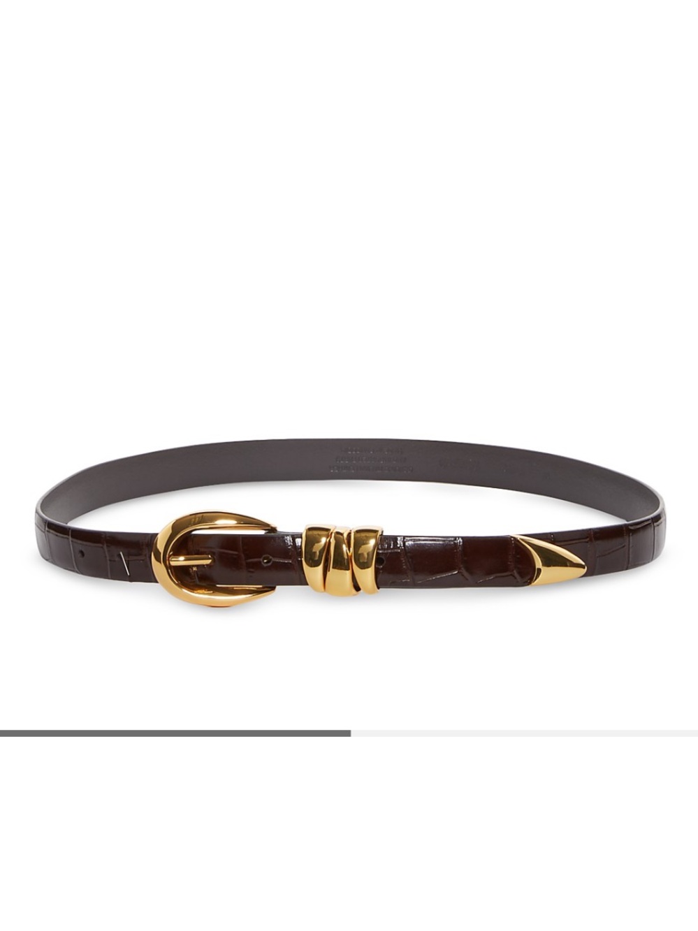 Madewell Dark Brown Croc-Embossed Leather Belt with Gold Buckle